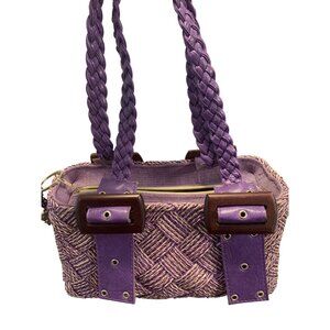 Purple Woven Mini Bag Double Braided Handles Size OS